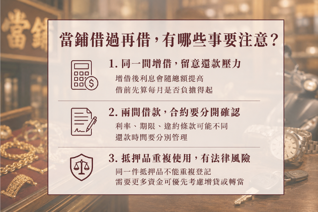 當舖增借及轉當的注意事項